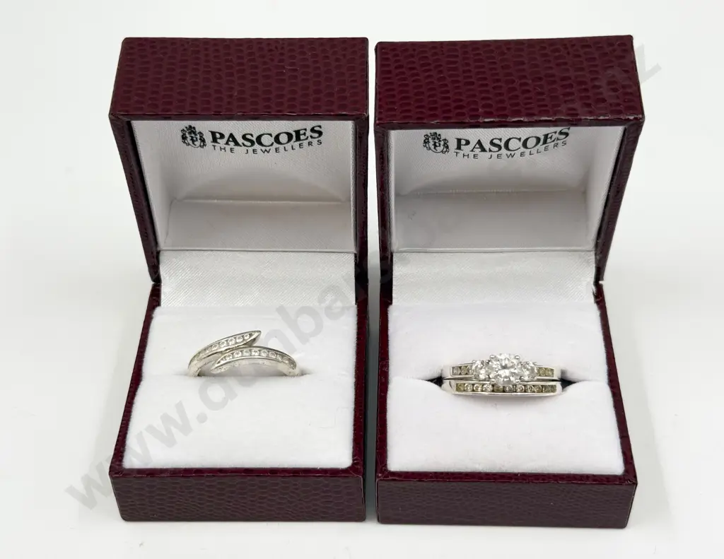 Three Sterling Silver and Cubic Zirconia Rings Image 1++