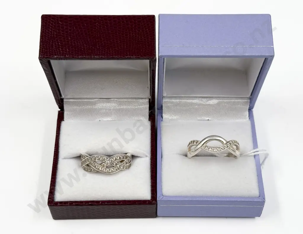 Two Sterling Silver and Cubic Zirconia Rings Image 1++