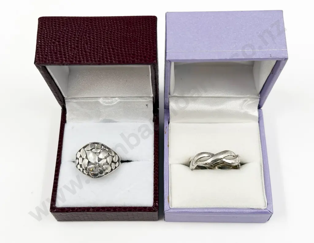Sterling Silver Dome Band Ring with Other Band Ring Image 1++
