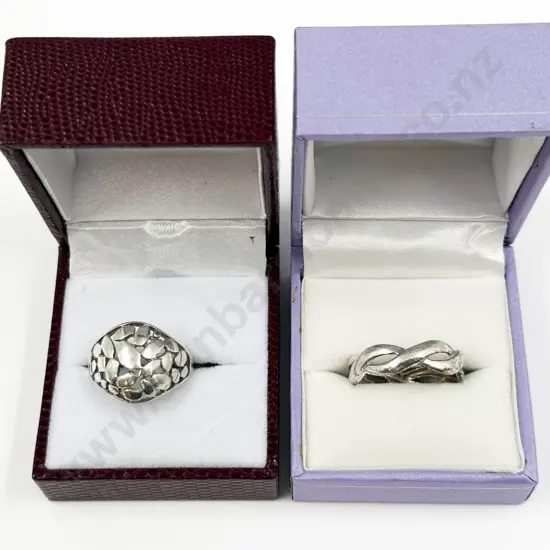 Sterling Silver Dome Band Ring with Other Band Ring