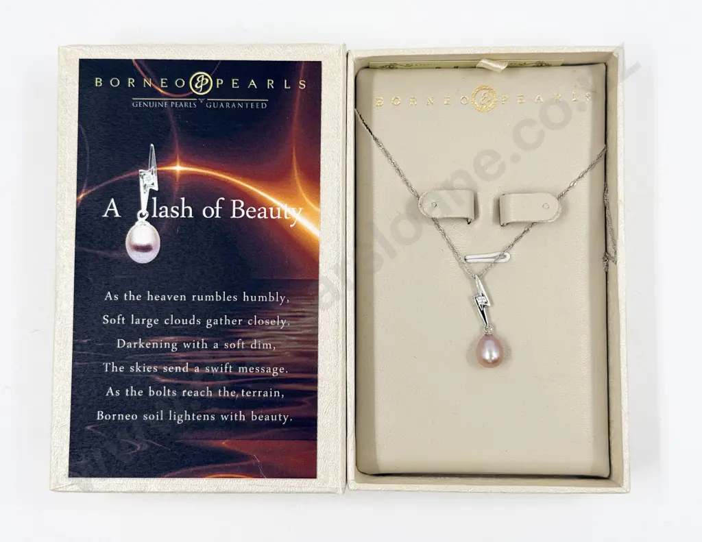Borneo Pearls (Malaysia) Sterling Silver Single Freshwater Pearl Pendant on Chain Image 1++