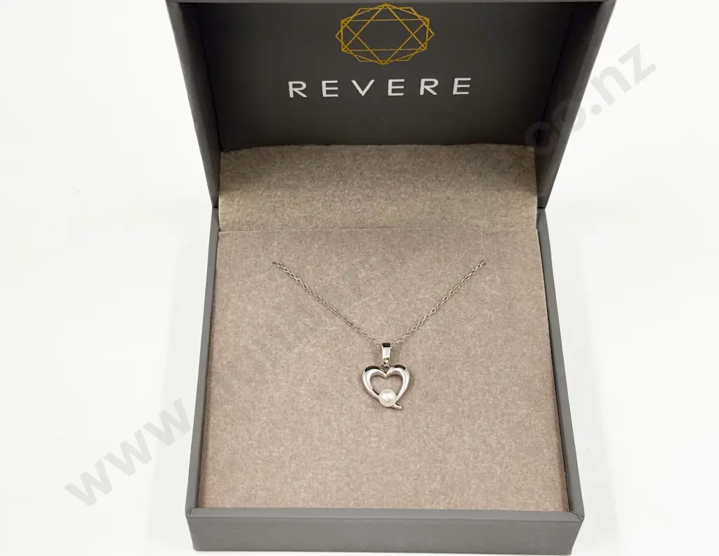 Spero London Revere Collection Sterling Silver Single Pearl Heart Pendant on Chain Image 1++