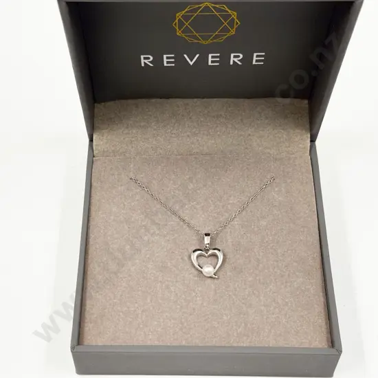 Spero London Revere Collection Sterling Silver Single Pearl Heart Pendant on Chain