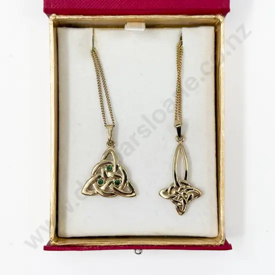 Sol D'Or (Irish) Two Gold Plated Celtic Knot Pendants on Neck Chain