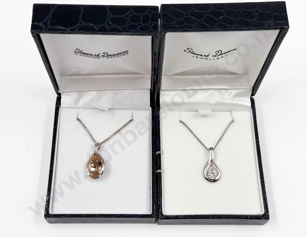 Sterling Silver Tear Drop Faceted Crystal Pendant and Other Image 1++