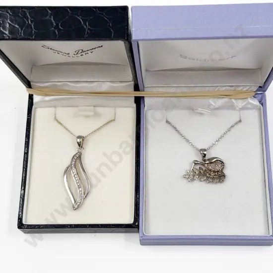 Sterling Silver and Cubic Zirconia Swirl Pendant with Kiwi Pendant on Chain