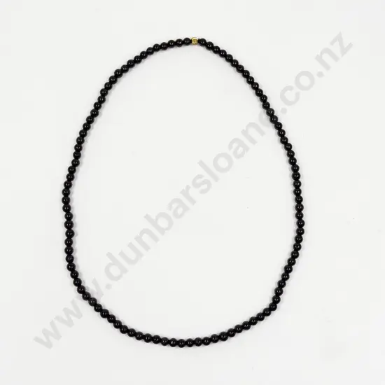 Single Strand Black Jade Bead Necklace