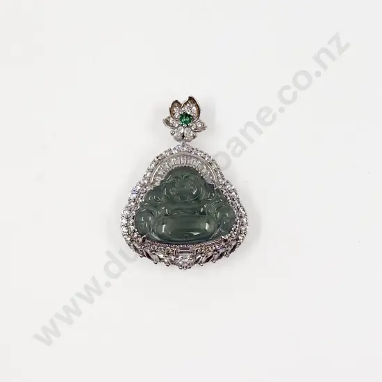 S/S Green Jade Vinaigrette Buddha Pendent