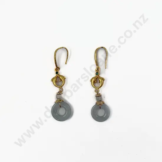 S/S Jade Pendant Drop Earrings