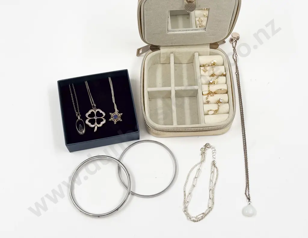 Collection of Assorted S/S Jewellery Stainless Steel Bangle Jewellery Holder and Costume Jewellery Image 1++