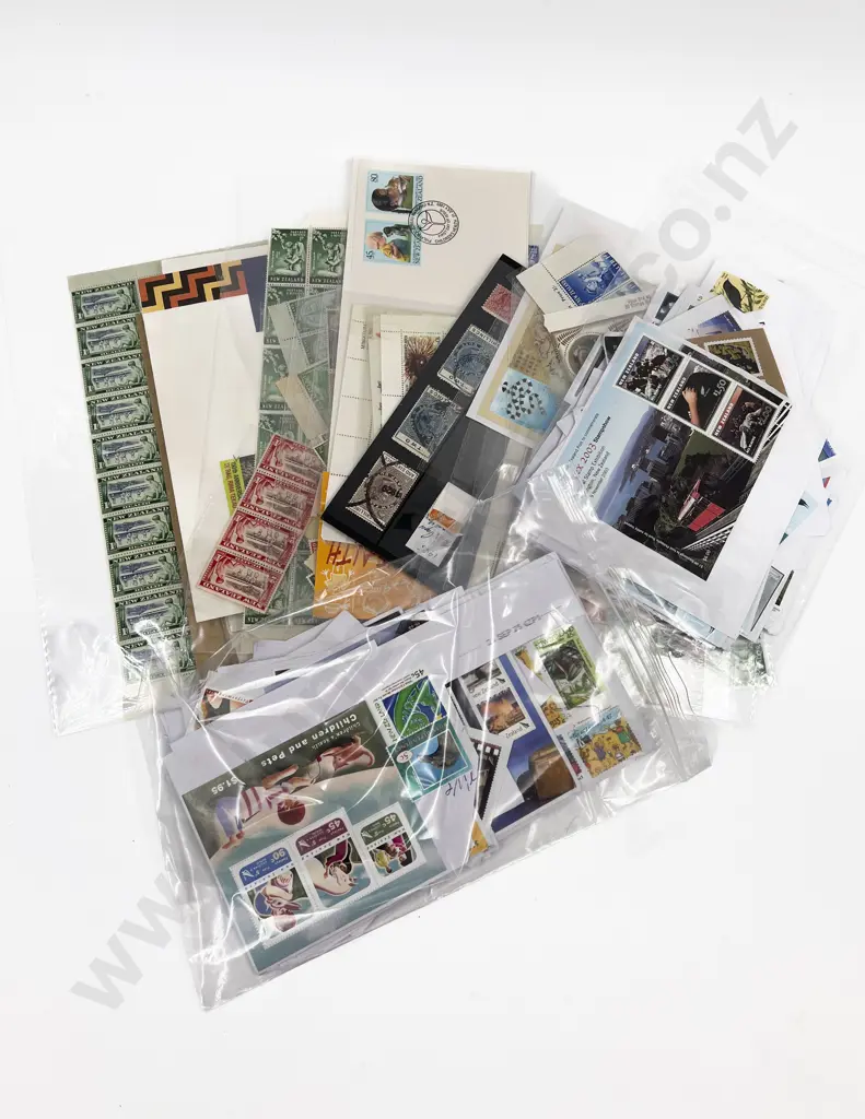 NZ Semi-Sorted Loose Mainly Mint Stamps - some blocks miniature sheets FDC's Image 1++