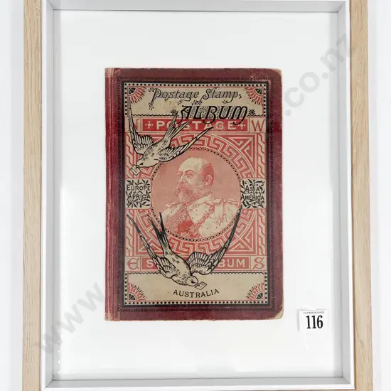 Framed Display Edward VII World Stamp Album Cover