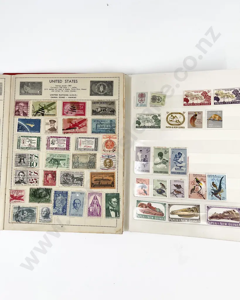 Four Vintage NZ & World Stamp Albums Image 1++