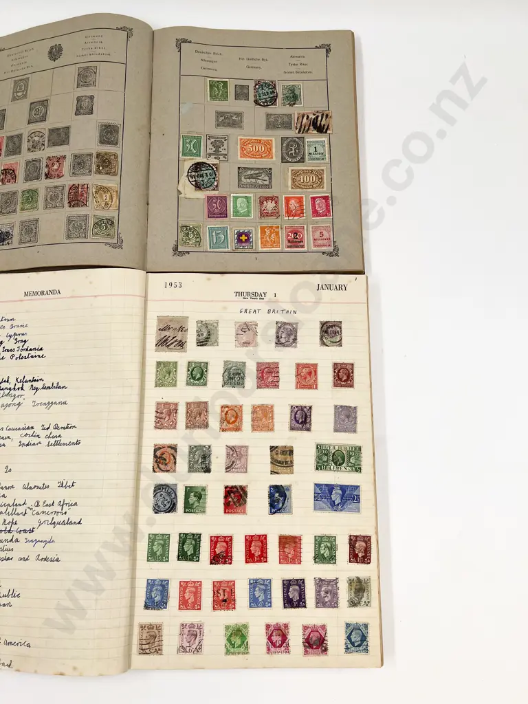 1921 Europe Stamp Album and Bankers Diary 1953 School Boy Album Image 1++