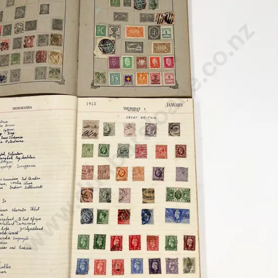 1921 Europe Stamp Album and Bankers Diary 1953 School Boy Album