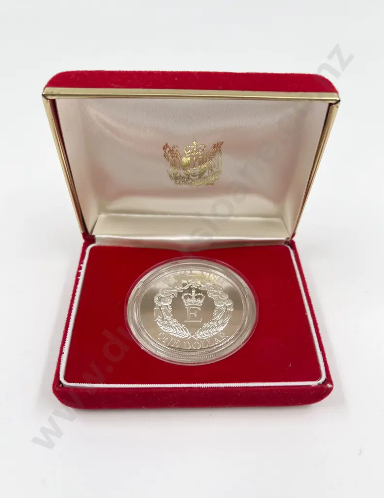 NZ 1986 Royal Visit Proof Silver Dollar Image 1++