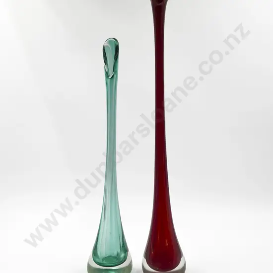 Two Keith Grinter Art Glass Vases