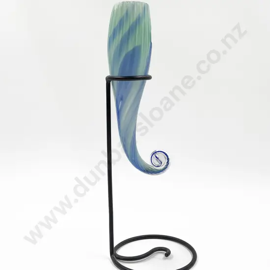 Studio Art Glass Seahorse Vase on Stand