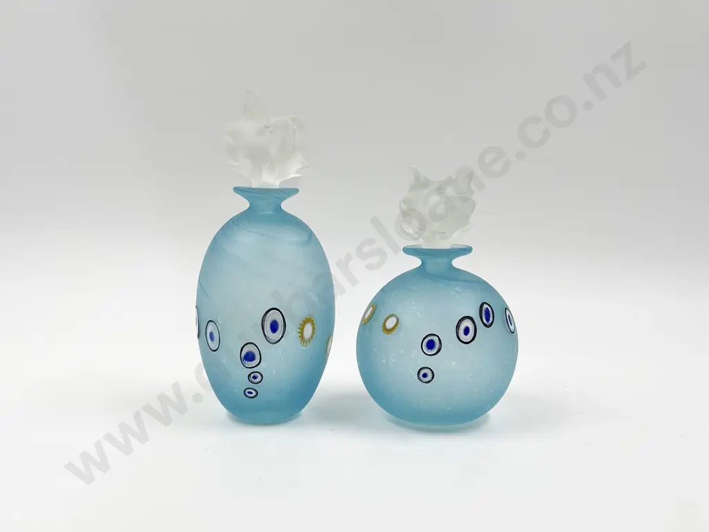 Two L. Campbell Art Glass Stoppered Bottles Image 1++