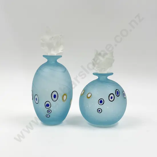 Two L. Campbell Art Glass Stoppered Bottles