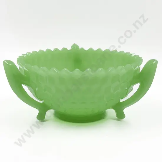 Vintage Opaque Glass Tri Handled Table Bowl