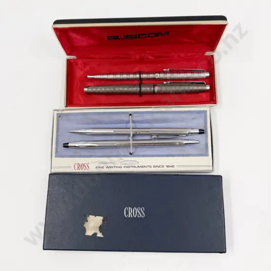 A Parker Ballpoint & Fountain Pen Set together with Cross Ballpoint & Pencil Set
