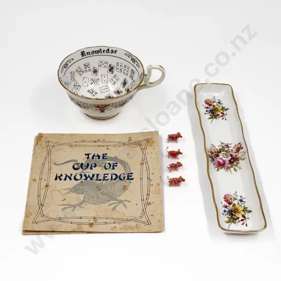 Aynsley Cup of Knowledge together with Four Miniature Pig Ornaments etc