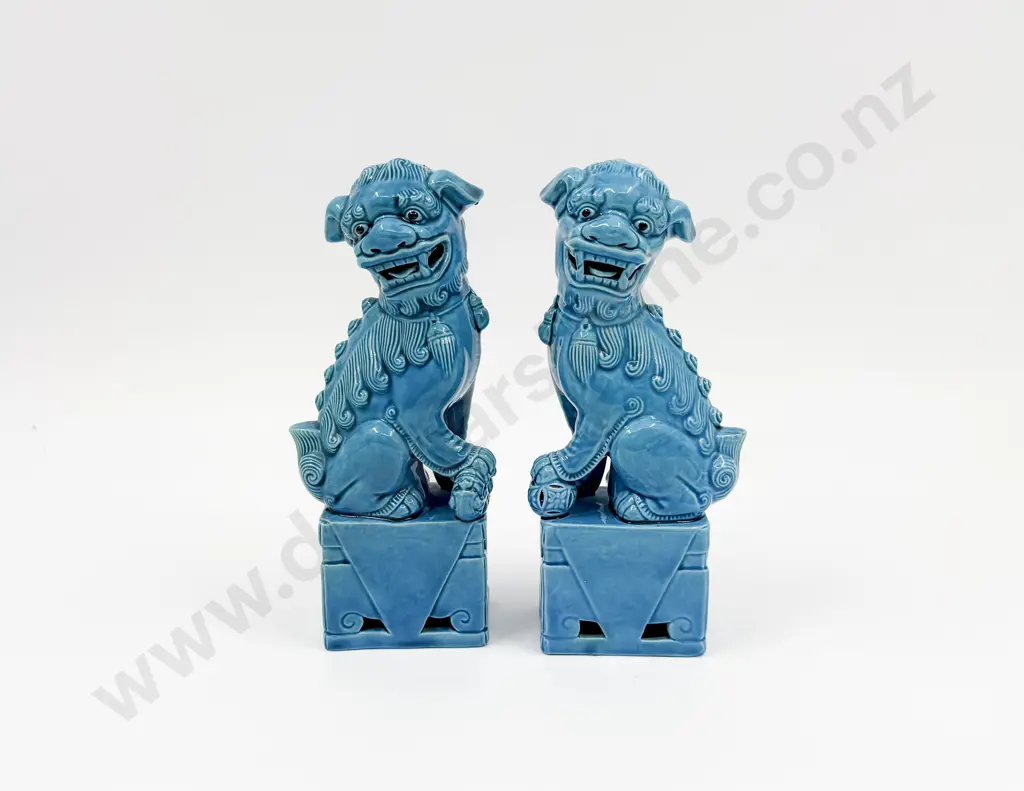 Pair of Turquoise Foo Dogs Image 1++