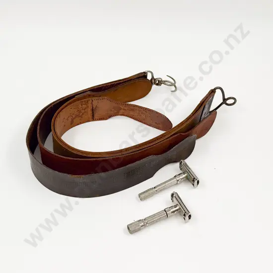 Two Carborundum Strops together with Two Vintage Razors