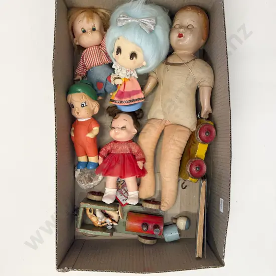 Box Quantity of Assorted Vintage Dolls & Toys