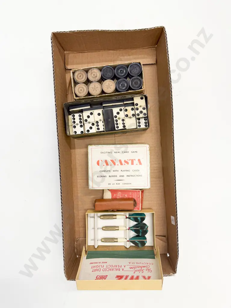 Quantity of Assorted Vintage Playing Cards & Counters incl Dominoes together with Boxed Darts Image 1++