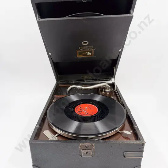 His Masters Voice Table Top Travel Gramophone