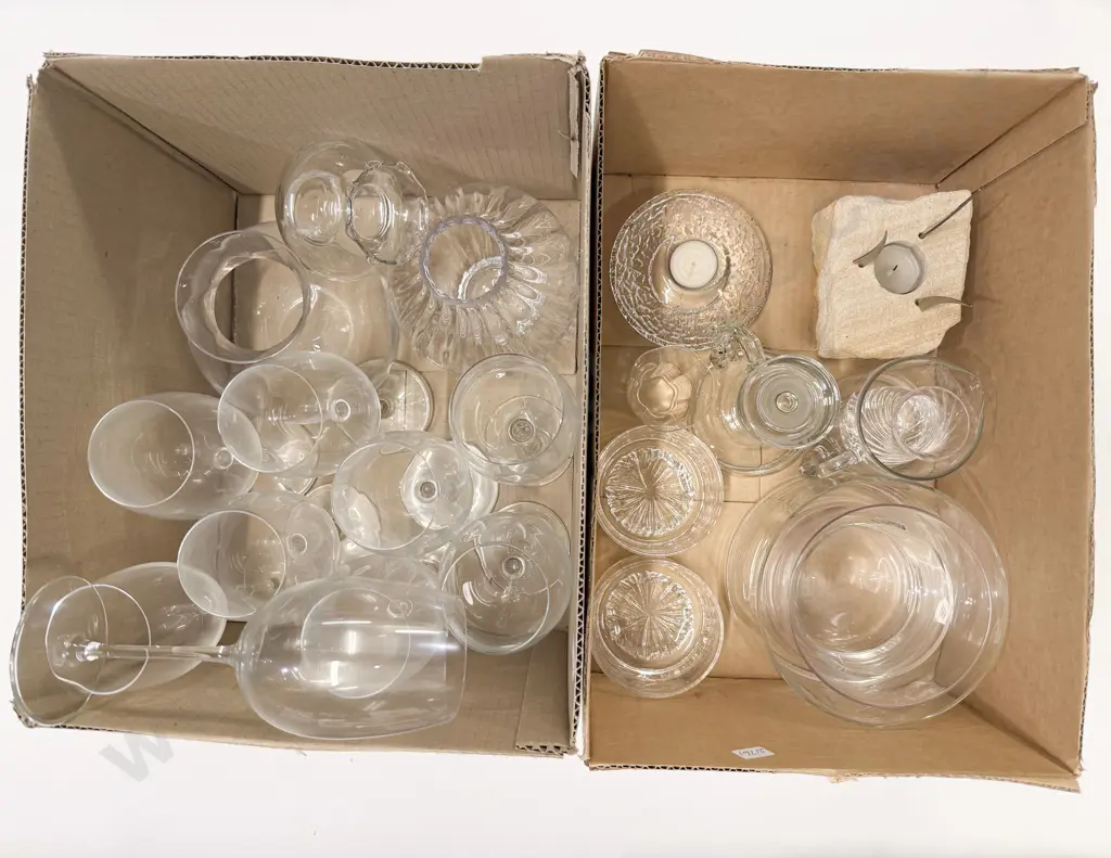 Two Boxes of Assorted Glassware Image 1++