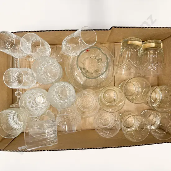 Box of Assorted Crystal & Glassware