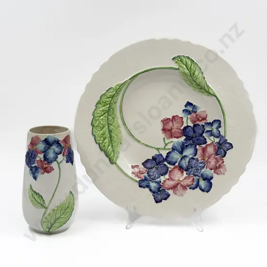 Two Matching Pieces of Carltonware - Vase & Shallow Plate