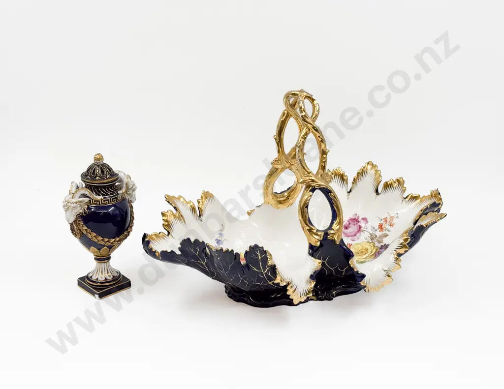 Two Pieces of Meissen - Decorative Basket & Lidded Urn (A/F) Image 1++