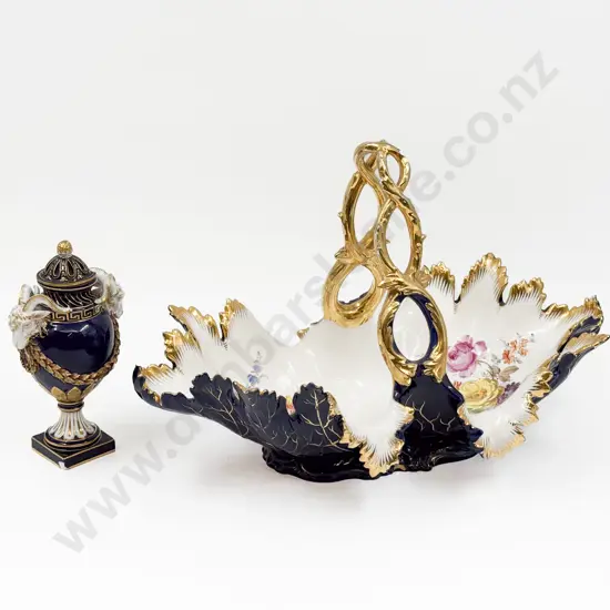 Two Pieces of Meissen - Decorative Basket & Lidded Urn (A/F)