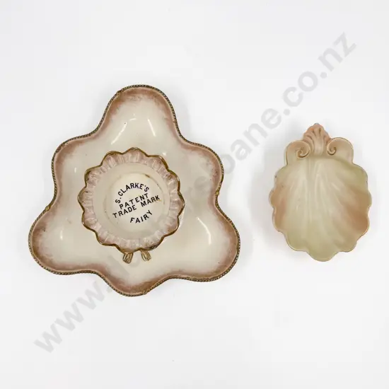 Doulton Burslem Advertising Dish together with Worcester Scallop Dish (Faults)