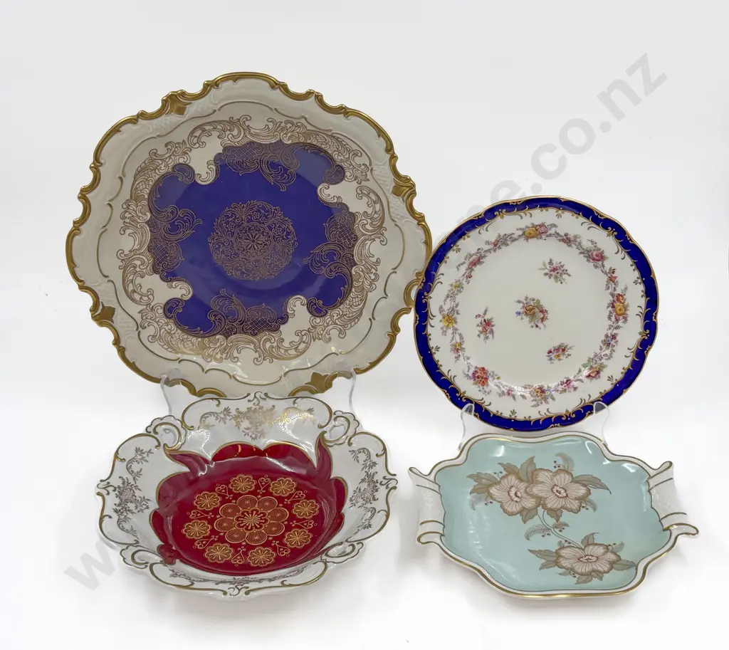 Coalport Floral Plate together with Three Assorted Pieces of German China Image 1++