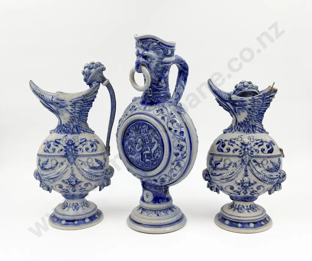 Three German Stoneware Ewers (A/F) Image 1++