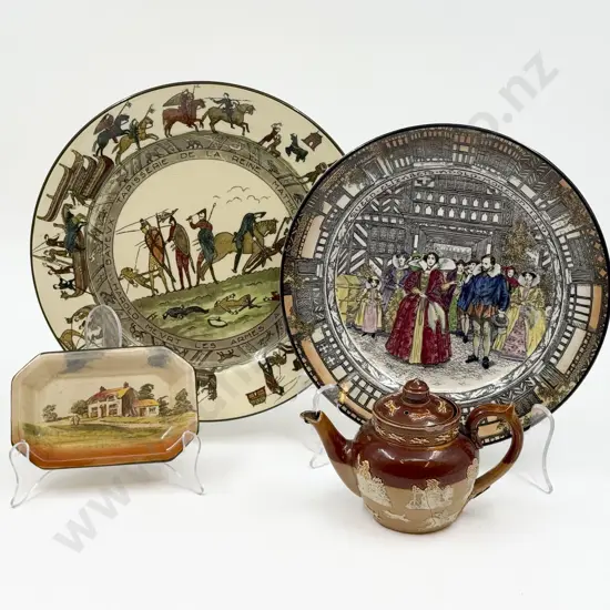 Small Doulton Lambeth Teapot (A/F) & Assorted RD