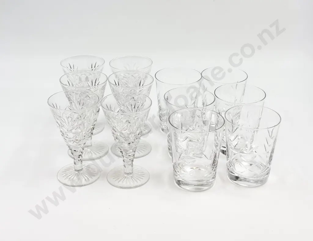 Six Webb Corbett Crystal Tumblers together with Six Harbridge Crystal Glasses Image 1++