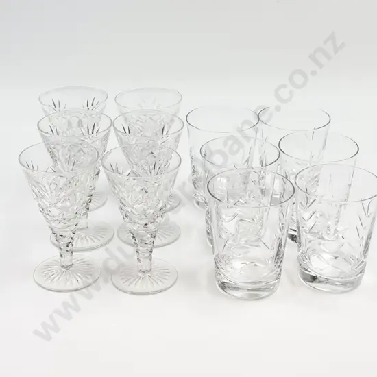 Six Webb Corbett Crystal Tumblers together with Six Harbridge Crystal Glasses