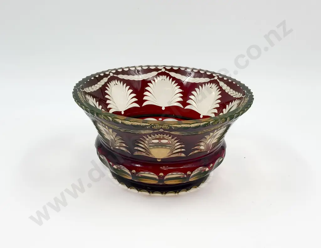 Ruby Flashed Bohemian Crystal Fruit Bowl Image 1++