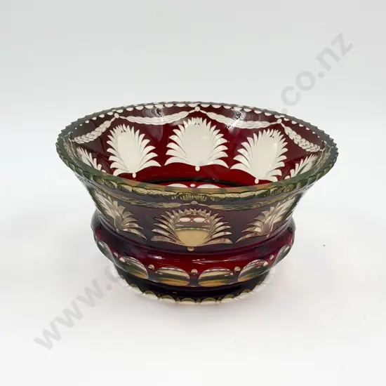Ruby Flashed Bohemian Crystal Fruit Bowl