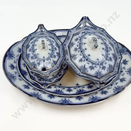 Four Pieces of Blue & White Dinner China