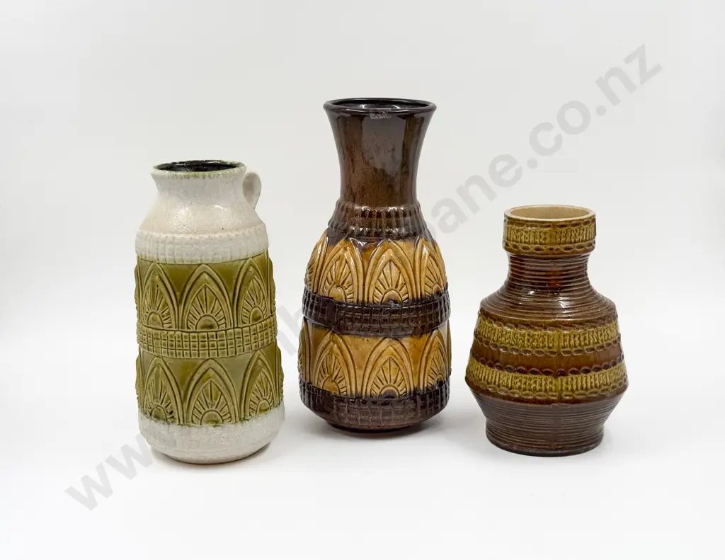 Two German Pottery Vases & Flagon Image 1++