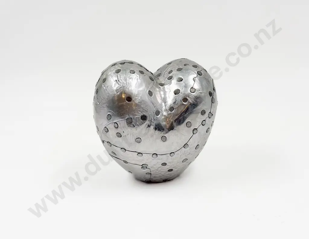 Davey McGhie NZ Modern Metal Clad Wooden Sculptural Heart Form Image 1++