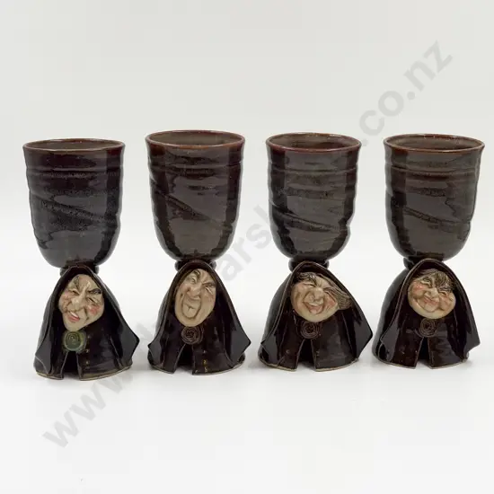 Set of Four Old Hag Pottery Goblets
