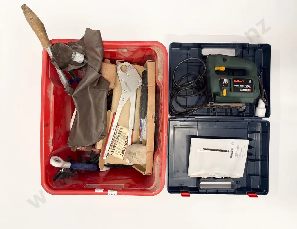 Two Cartons Assorted Tools & Bosch Jigsaw Image 1++